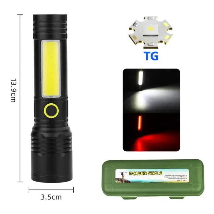 Фонарик BN-537-TG+COB (White+red), Тактичный фонарь ручной, Топ-фонарик, Фонарик полис