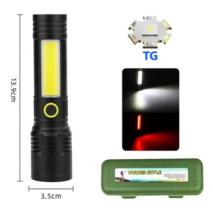 Фонарик BN-537-TG+COB (White+red), Тактичный фонарь ручной, Топ-фонарик, Фонарик полис