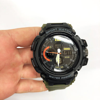 Часы наручные мужские SKMEI 1343AG ARMY GREEN, часы тактические противоударные. Цвет: зеленый