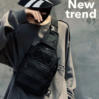 Сумка тактична наплічна, Нагрудна сумка тактична тканинна Нагрудна чоловіча тактична чорна