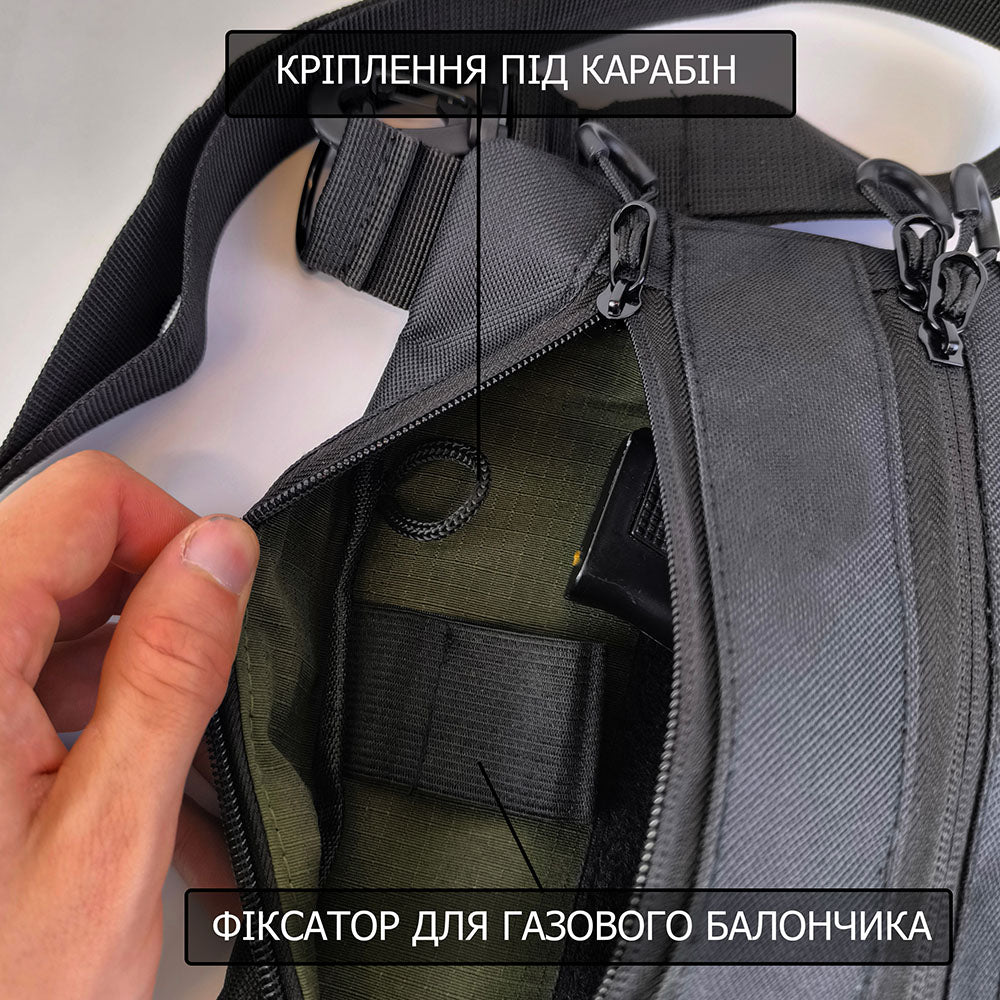 Черная сумка тактическая нагрудная, Сумка через плечо военная, Мужская сумка-слинг тактическая