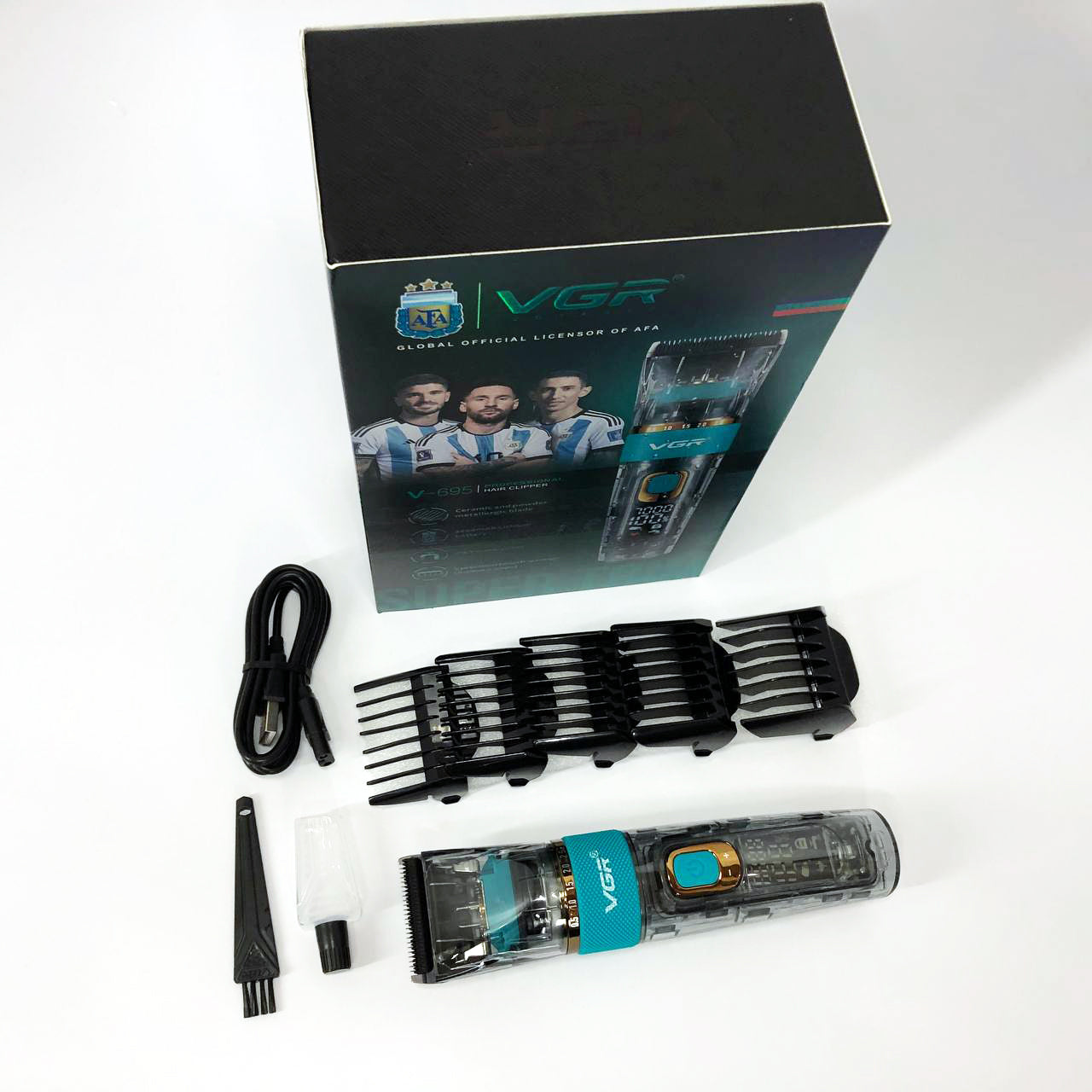 Машинка для стрижки волос и бороды VGR V-695 с LED дисплеем IPX7 влагозащита, Окантовочная машинка