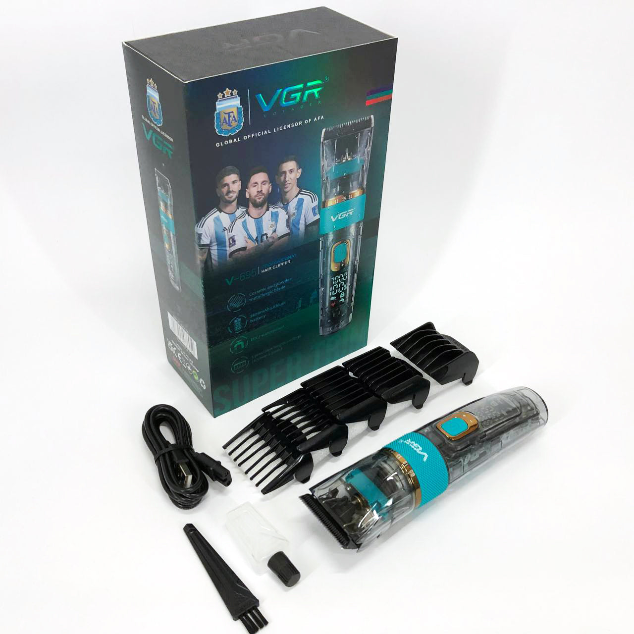 Машинка для стрижки волос и бороды VGR V-695 с LED дисплеем IPX7 влагозащита, Окантовочная машинка