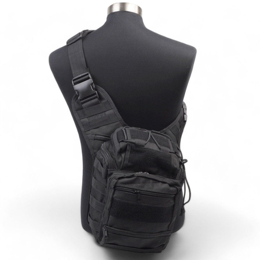 Тактична сумка чорна через плече військова велика нагрудна сумка ВСУ сумка універсальна армійська