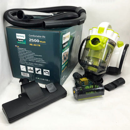 Пылесос без мешка Rainberg RB-651 TB контейнерный 2500 Вт, шнур 3,2 метров с колбой объёмом 3 л