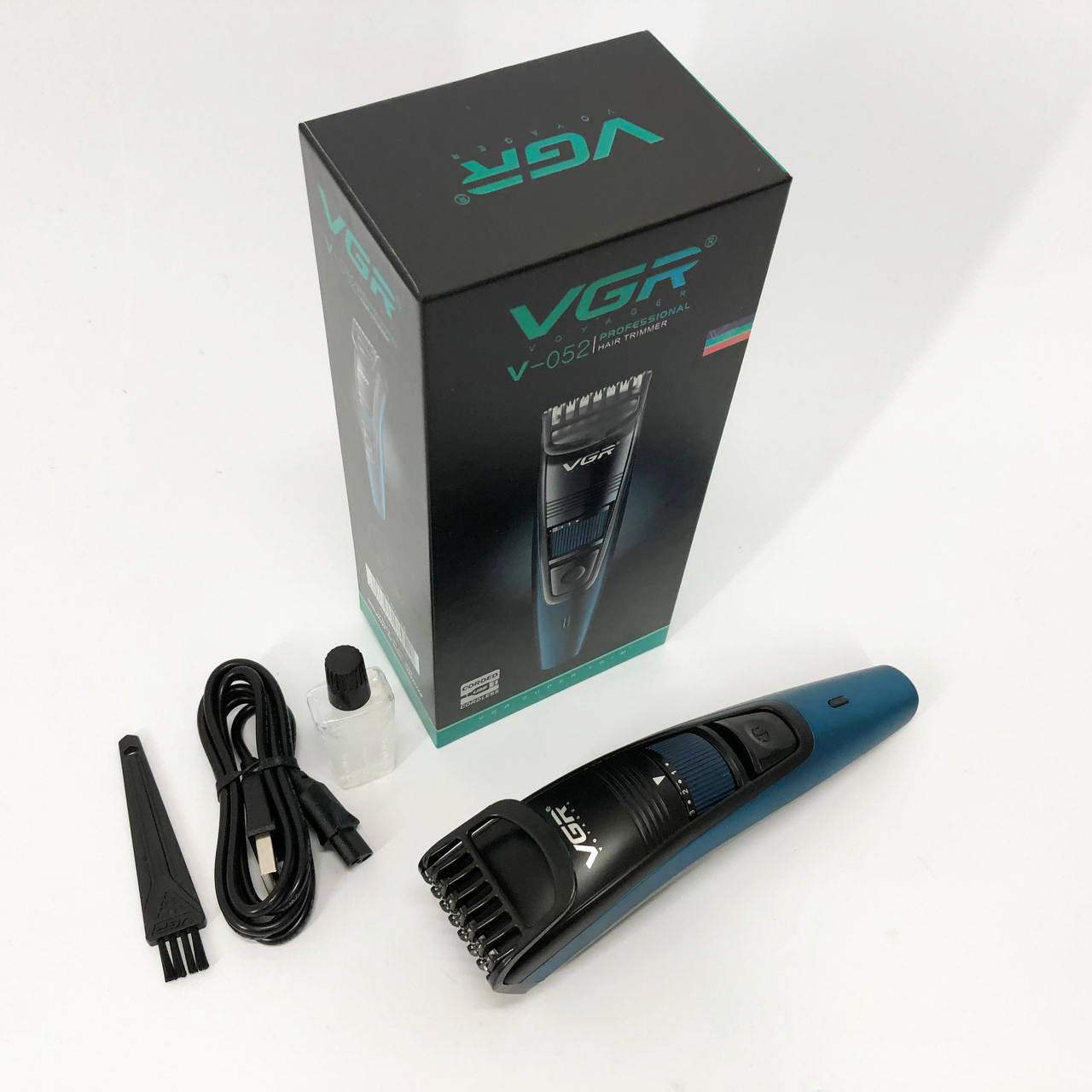 Машинка триммер для стрижки волос и бороды аккумуляторная VGR V-052 с насадками, Профессиональная
