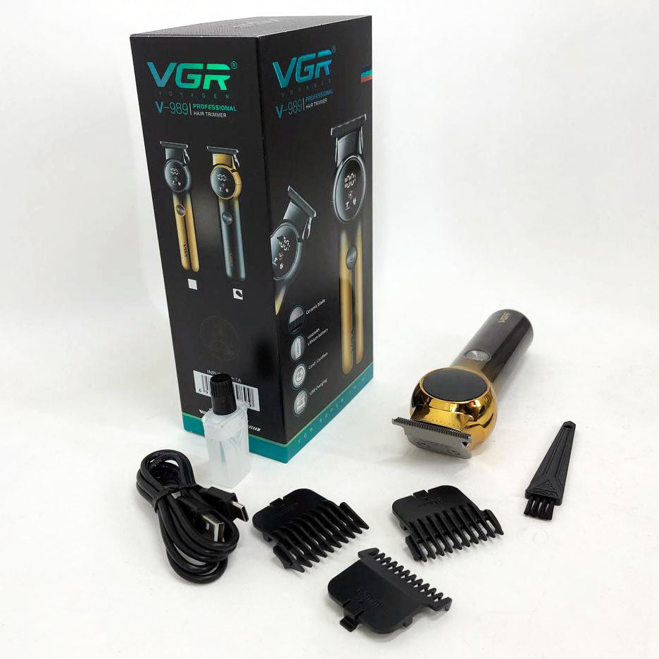 Триммер для бороды и усов VGR V-989 7000 об. Машинка для стрижки, окантовки керамика+сталь. Цвет: черный