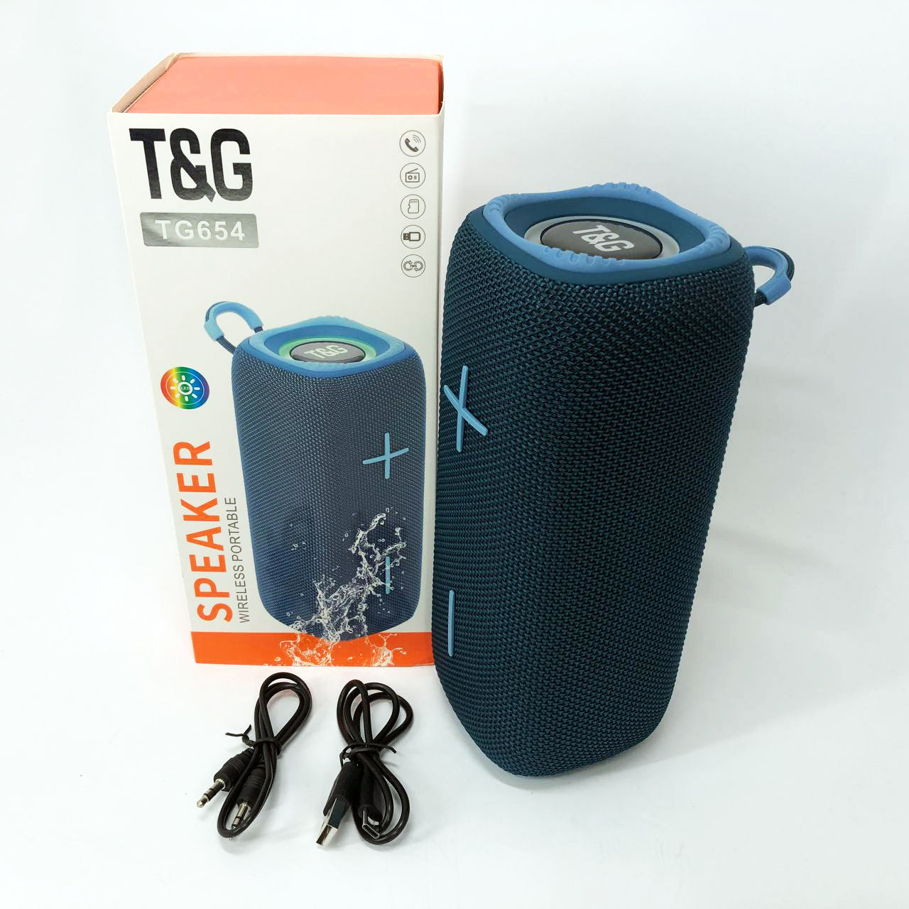 Портативная Bluetooth колонка TG654 8W с подсветкой, Аккумуляторная колонка для музыки. Цвет: синий