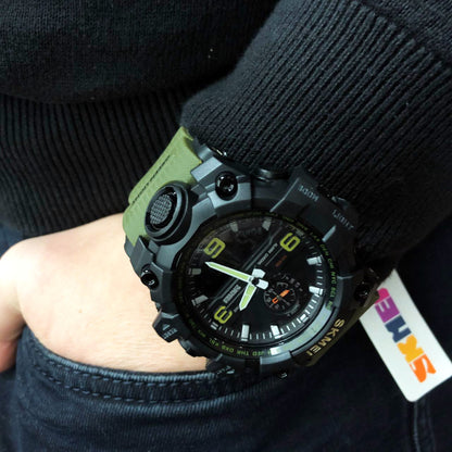 Часы наручные мужские SKMEI 1586AG ARMY GREEN, мужские армейские водостойкие тактические. Цвет: зеленый