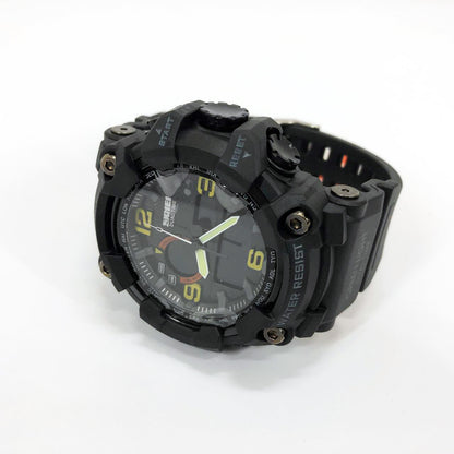 Часы наручные мужские SKMEI 1520BK BLACK, армейские часы противоударные. Цвет: черный