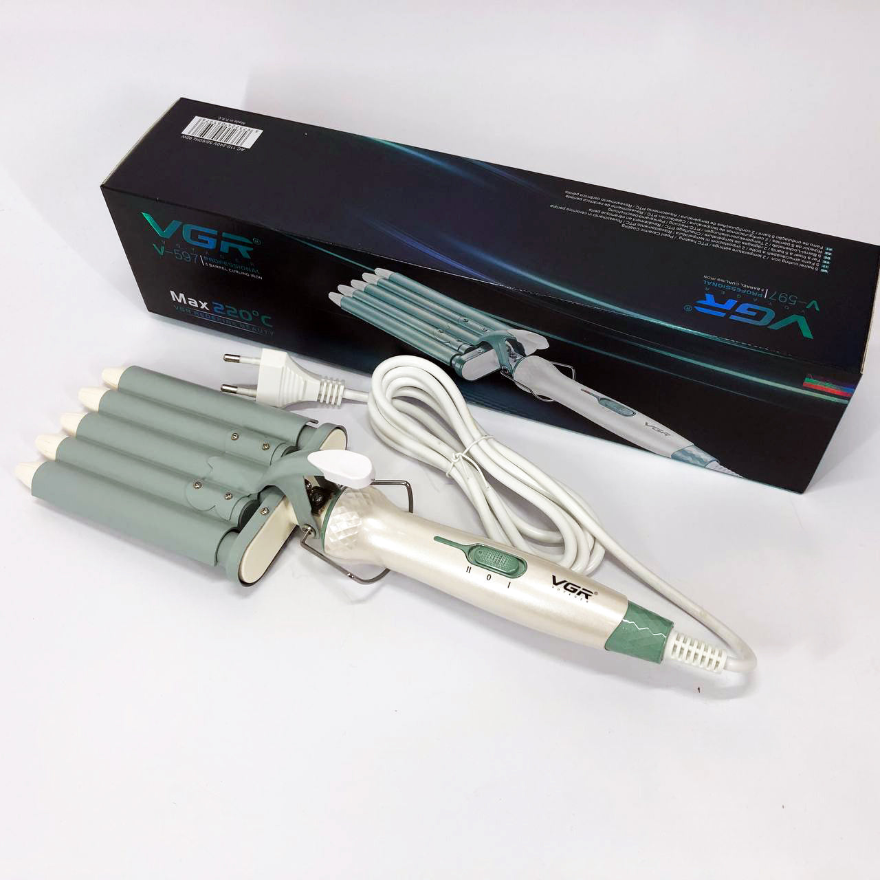 Плойка волна для волос VGR V-597 пять волн диаметр 16 мм с керамическим покрытием для кучеряшек и локонов