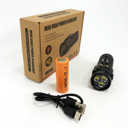 Фонарь PLD W5182-3XHP360, Ручной фонарик led, Водонепроницаемый фонар, Карманный фонарь с usb зарядкой