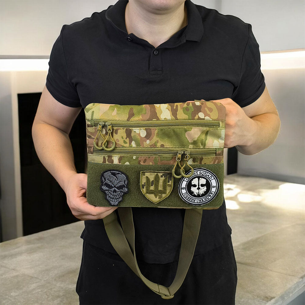 Сумка-кобура наплечна мультикам з липучкою для шевронів, тактична сумка чоловіча з кордури