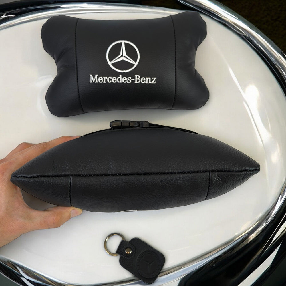Мерседес 2шт, натуральная кожа, подушки на подголовник для авто с логотипом Mercedes-Benz