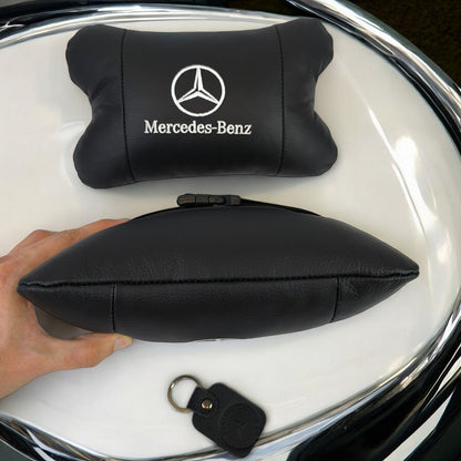 Мерседес 2шт, натуральная кожа, подушки на подголовник для авто с логотипом Mercedes-Benz