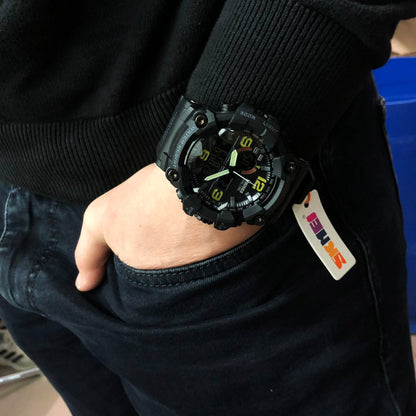 Часы наручные мужские SKMEI 1520BK BLACK, армейские часы противоударные. Цвет: черный