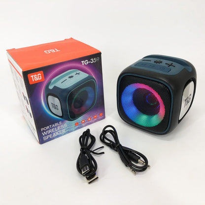 Портативная Bluetooth колонка TG359 7W с RGB подсветкой, громкая колонка для вечеринки. Цвет: черный