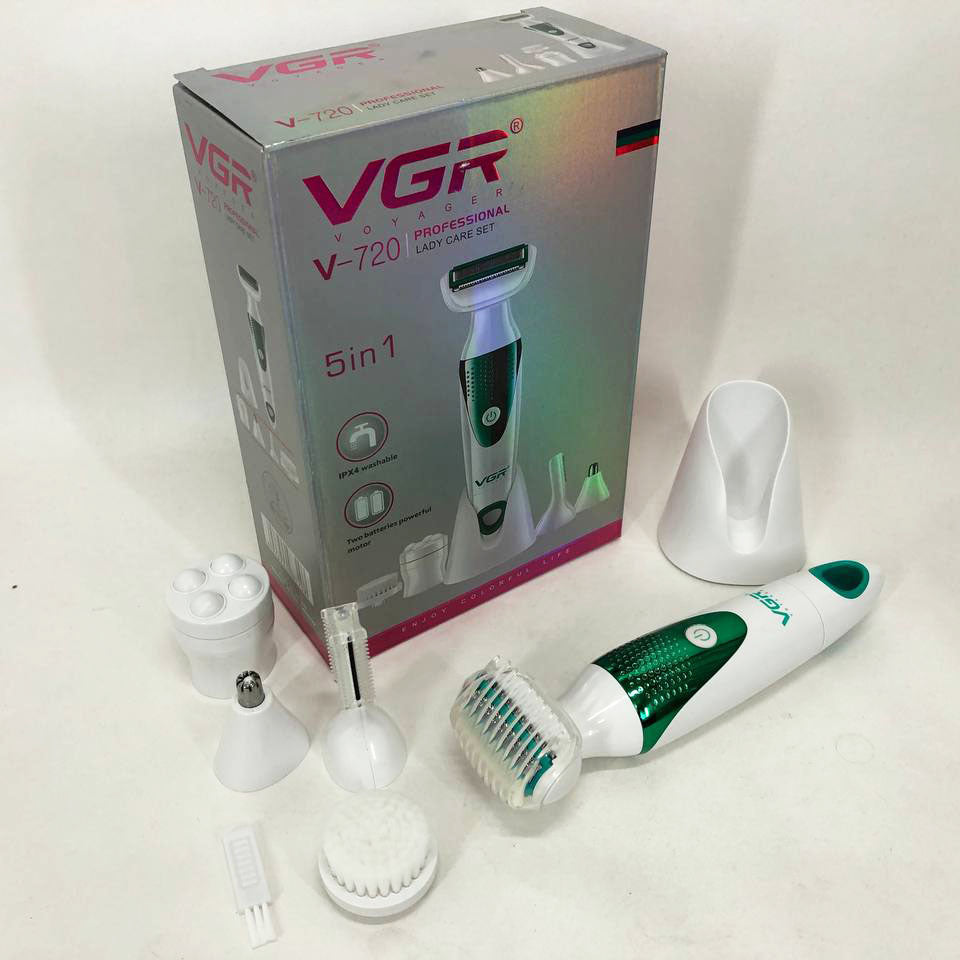 Набор VGR V-720 5 в 1 для ухода, триммер для носа, бровей, тела, устройство для чистки лица, массажер