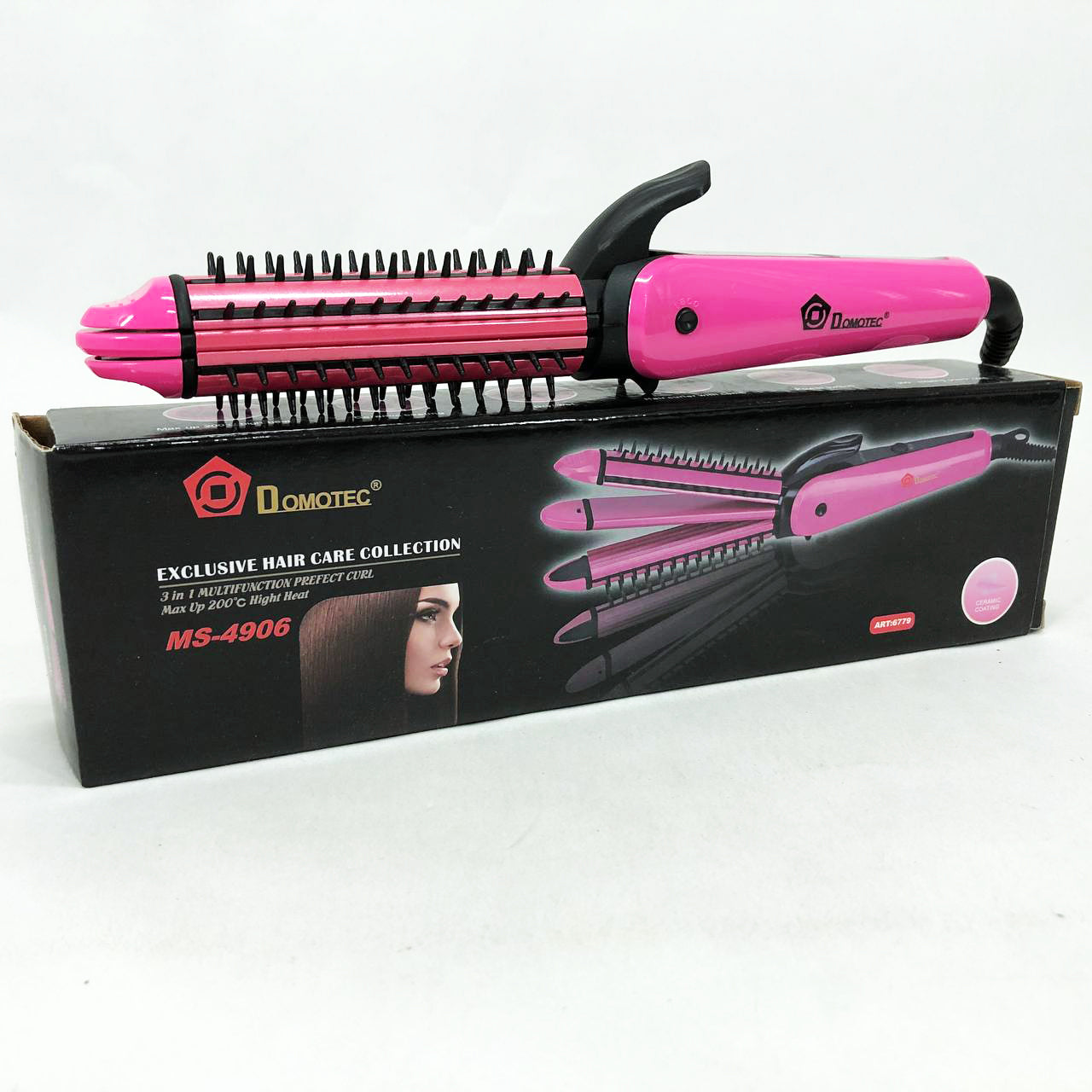 Щипцы для выравнивания, гофре, локоны, расческа с покрытием DOMOTEC MS-4906 3в1