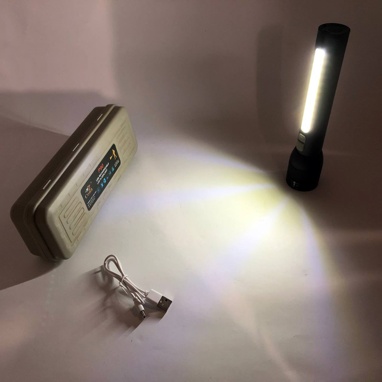 Фонарь аккумуляторный CB-C23-P90+COB, Фонарик светодиодный ручной аккумуляторный портативный