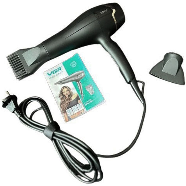 Професійний фен VGR V-450 для сушіння укладання волосся 2400 Вт режим Turbo, Повітряний стайлер для волосся