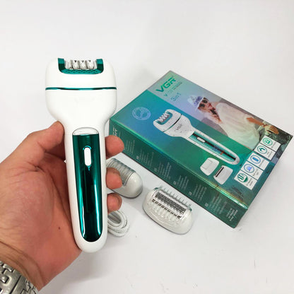 Женский беспроводной эпилятор 3в1 VGR V-732 для ног и зоны бикини с подсветкой и дисплеем. Цвет: зеленый