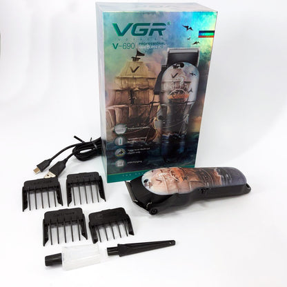 Аккумуляторная машинка для стрижки VGR V-690 от USB Нержавеющая сталь, подстригательная машинка