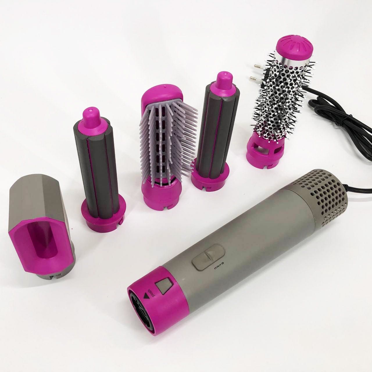 Фен-щетка стайлер 5 в 1 мультистайлер для завивки и укладки волос воздушный с насадками