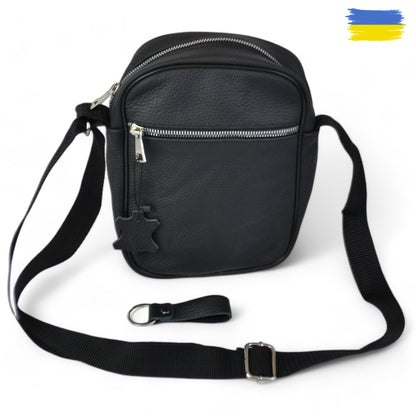 Сумка из натуральной кожи мужская, мессенджер кожаный чёрный, качество, мужская сумка через плече