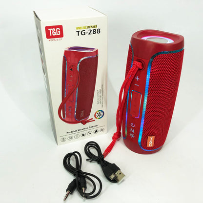 Портативная Bluetooth колонка с LED подсветкой TG288, громкая колонка для вечеринки. Цвет: красный