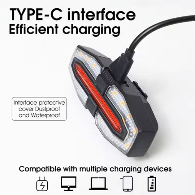 Задний габаритный велофонарь с поворотами LY-5510, дистанционный пульт перезаряжаемый велосипедный фонарь