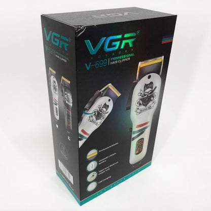 Машинка для стрижки волос и бороды профессиональная VGR V-699 с насадками и LED дисплеем. Цвет: черный