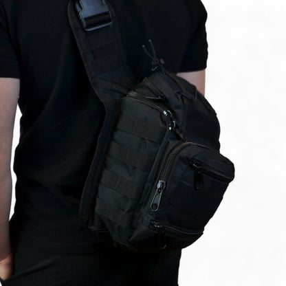 Тактична сумка чорна через плече військова велика нагрудна сумка ВСУ сумка універсальна армійська