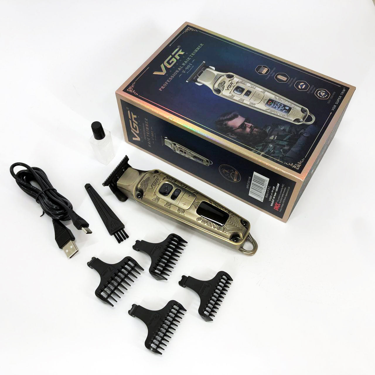 Профессиональная машинка для стрижки волос триммер VGR V-901 с насадками, профессиональная электробритва