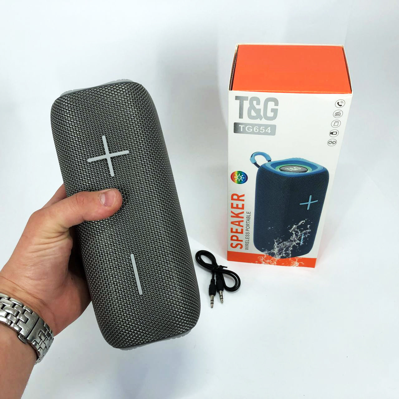 Портативная Bluetooth колонка TG654 8W с подсветкой, Беспроводная колонка портативная мощная. Цвет: серый