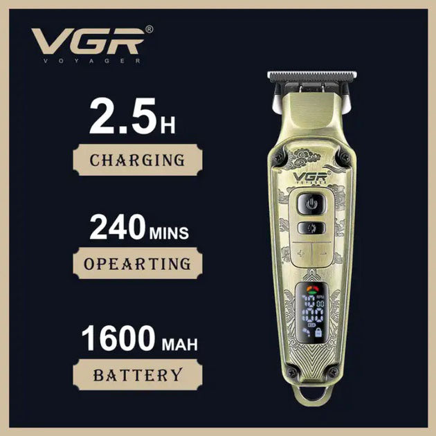 Профессиональная машинка для стрижки волос триммер VGR V-901 с насадками, профессиональная электробритва