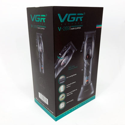 Машинка для стрижки волос VGR V-269 (профессиональная) с дисплеем и 4 насадками, окантовочная машинка