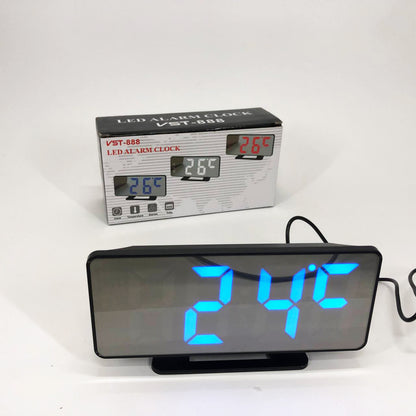 Часы настольные зеркальные VST-888Y-5 USB с синим циферблатом, Настольные часы с подсветкой