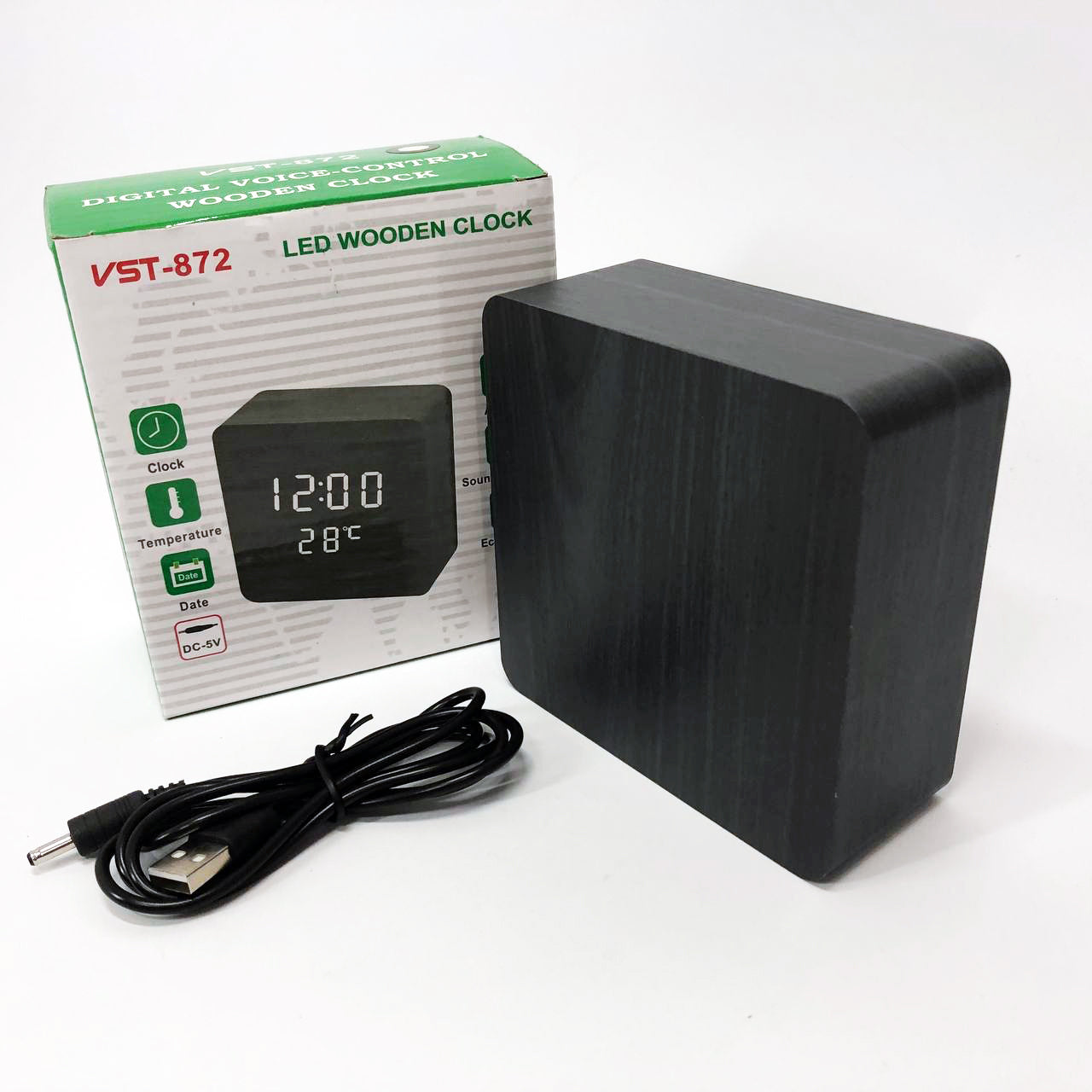 Электронные часы с термометром и функцией активация по звуку VST-872-6, Настольные часы с подсветкой
