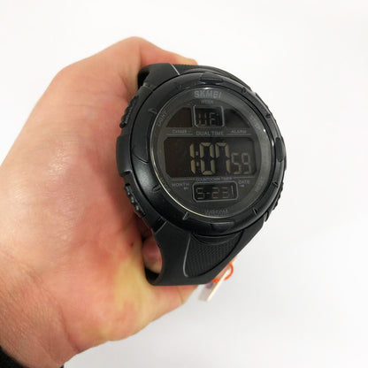Часы наручные мужские SKMEI 1656BK BLACK, водостойкие тактические часы. Цвет: черный