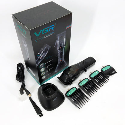 Машинка для стрижки волос VGR V-269 (профессиональная) с дисплеем и 4 насадками, окантовочная машинка