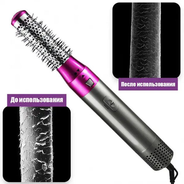 Фен-щетка стайлер 5 в 1 мультистайлер для завивки и укладки волос воздушный с насадками