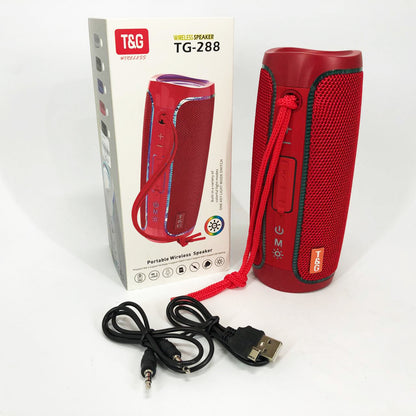 Портативная Bluetooth колонка с LED подсветкой TG288, громкая колонка для вечеринки. Цвет: красный