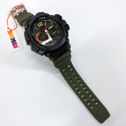 Часы наручные мужские SKMEI 1343AG ARMY GREEN, часы тактические противоударные. Цвет: зеленый