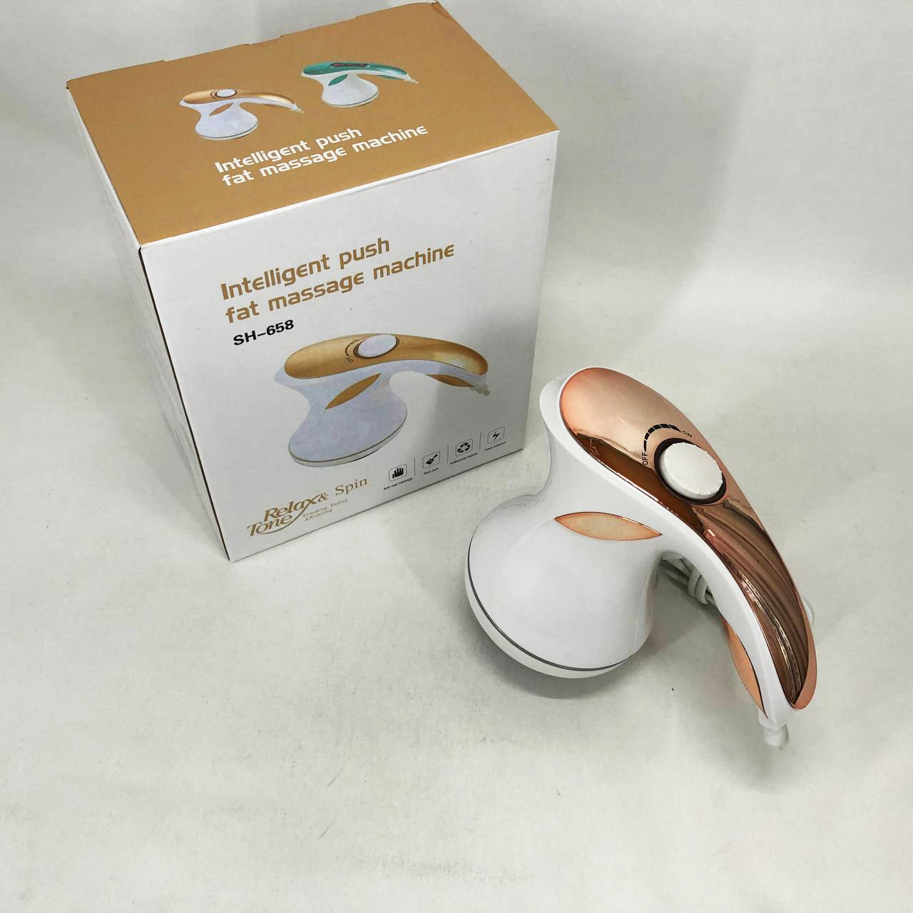 Массажер для тела Relax and Spin Tone SH-658, антицеллюлитный вибро массажер. Цвет: желтый