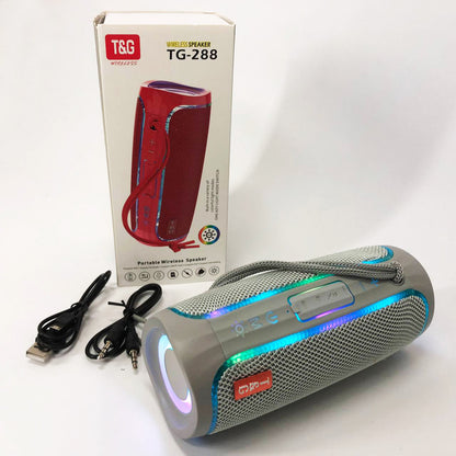 Портативная Bluetooth колонка с LED подсветкой TG288, аккумуляторная колонка для музыки. Цвет: серый