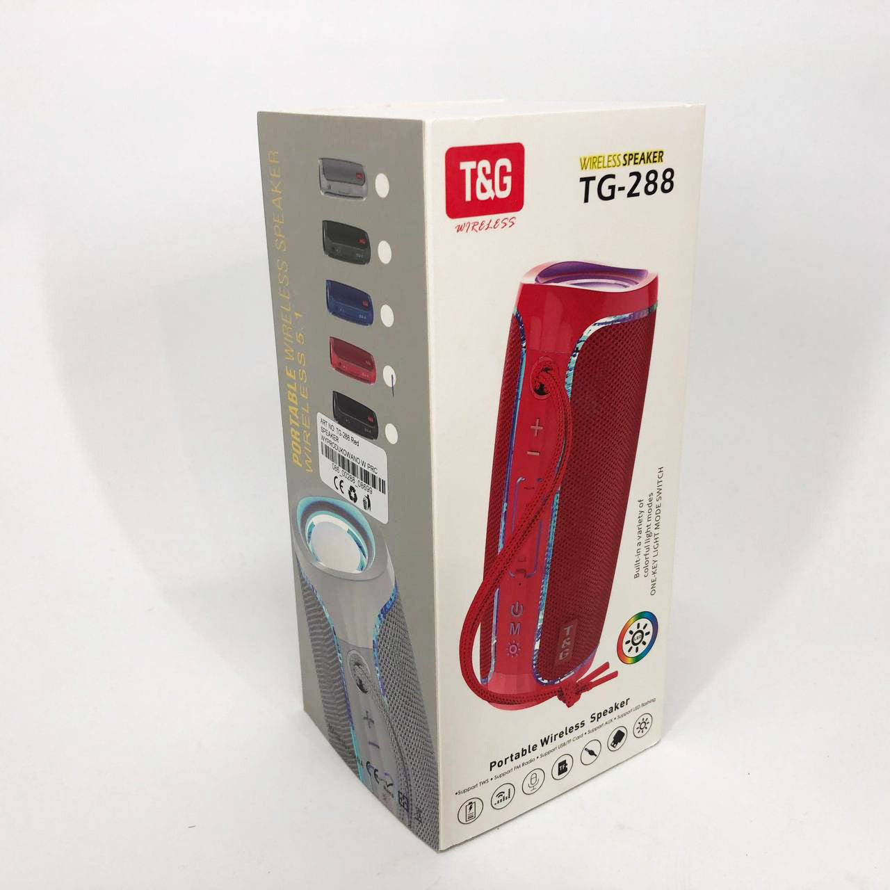 Портативная Bluetooth колонка с LED подсветкой TG288, громкая колонка для вечеринки. Цвет: красный