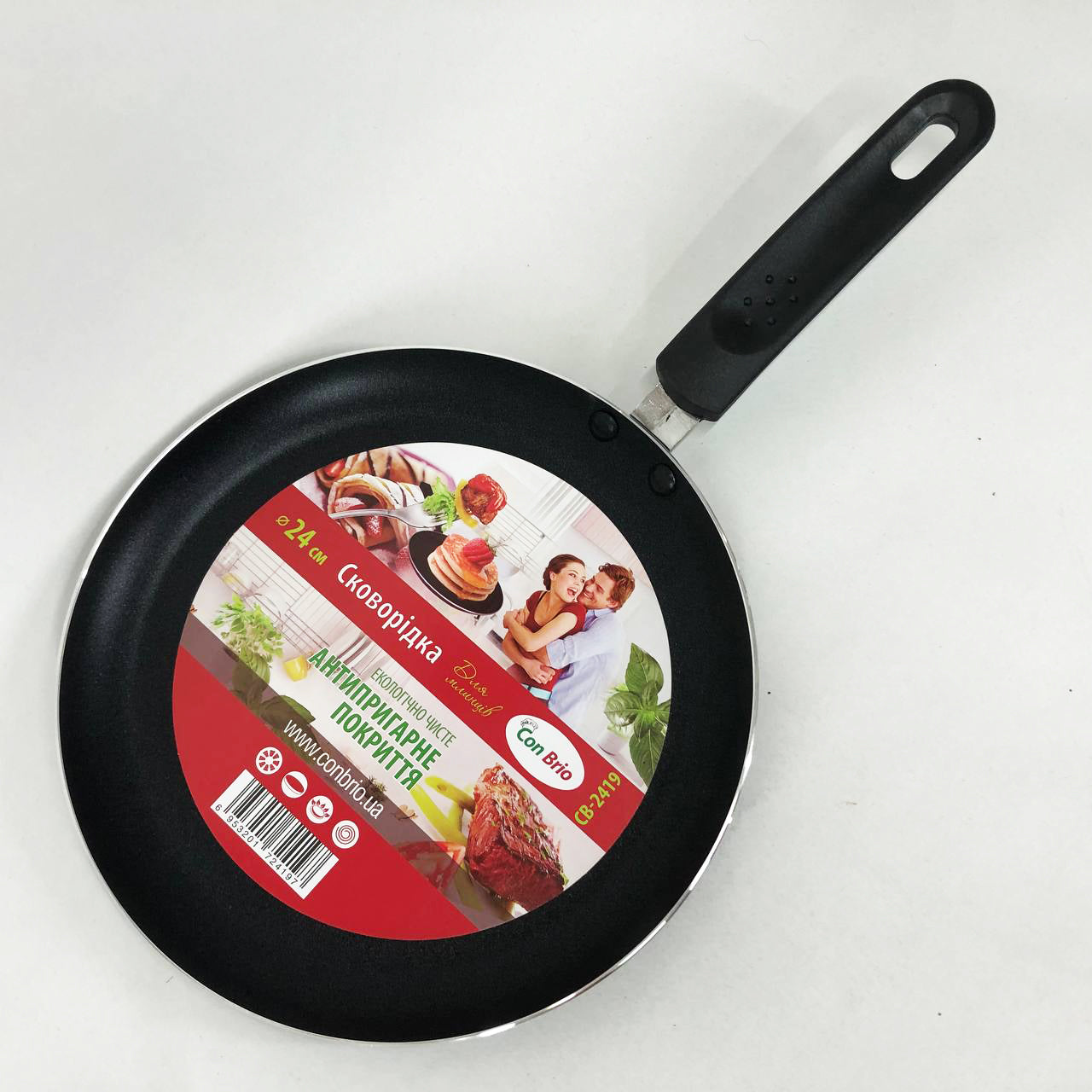 Сковорода для блинов Con Brio CB-2419 с антипригарным покрытием Xylan plus 24 см, качественная сковорода