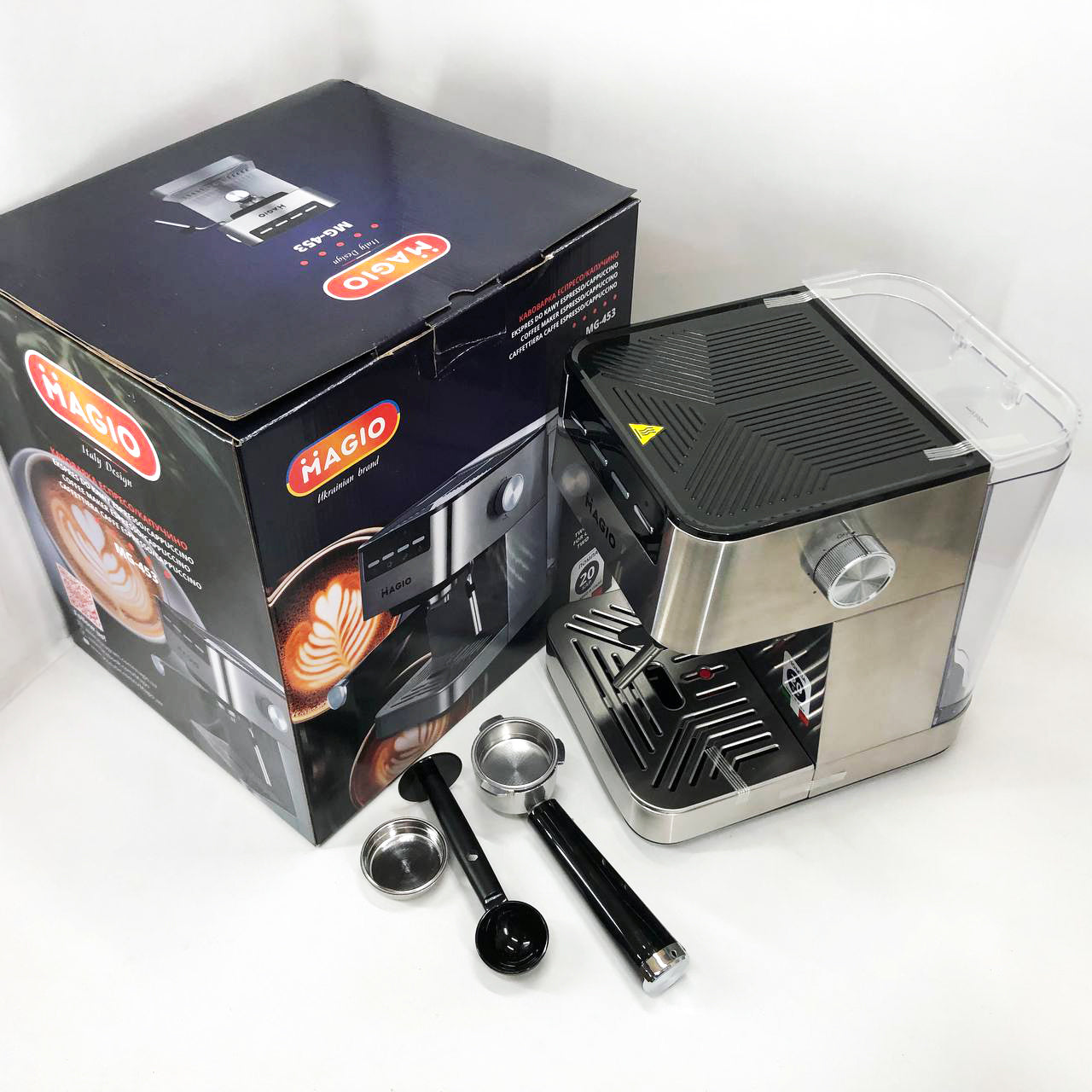 Кофеварка рожковая MAGIO MG-453 960 Вт, кофеварка с возможностью приготовления эспрессо, кофемашина латте