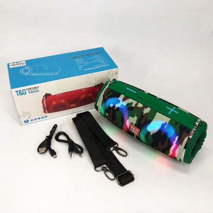 Портативная колонка TG642 с RGB подсветкой и ремешком, колонка для вечеринки. Цвет: камуфляж